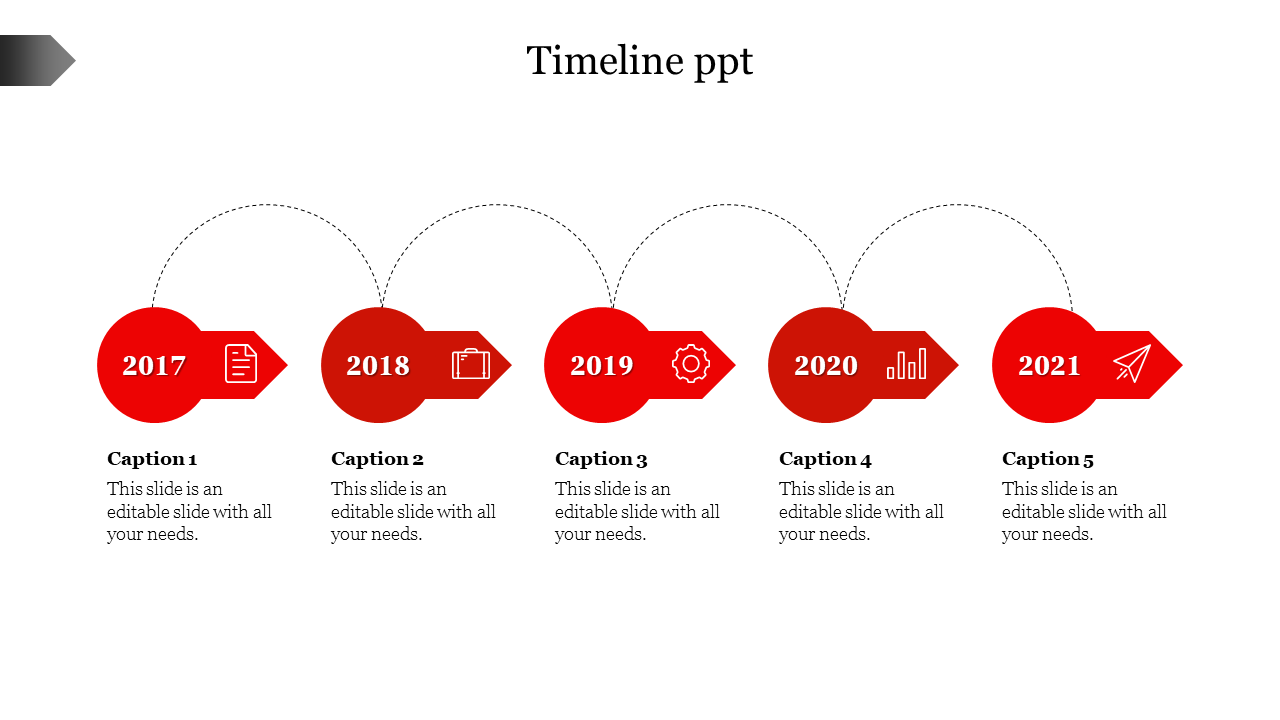 Free - Our Predesigned Timeline PPT With Red Color Slide Design